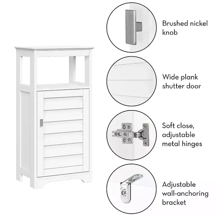 Kirklands Home Shutter Single Door Storage Cabinet White