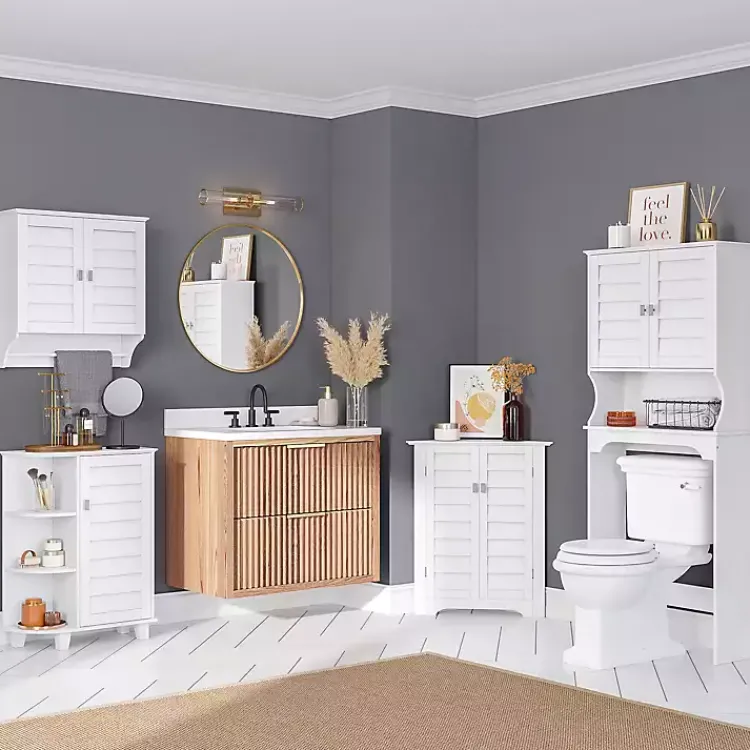 Kirklands Home Shutter Two Door Corner Storage Cabinet White Outlet