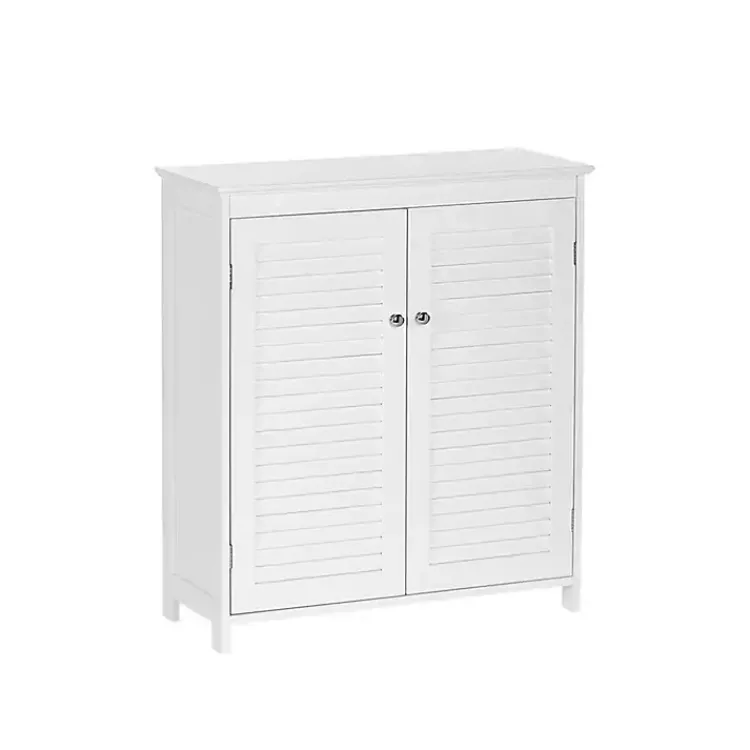 Kirklands Home Slatted 2-Door Bathroom Storage Cabinet White New
