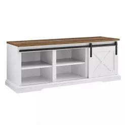 Kirklands Home Sliding Barn Door Bench White Clearance