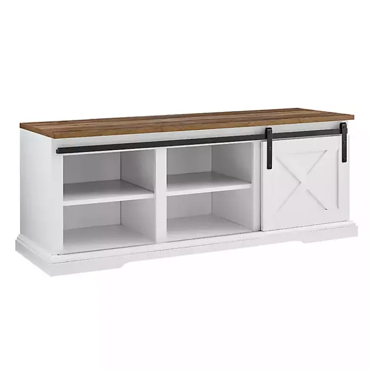 Kirklands Home Sliding Barn Door Bench White Clearance