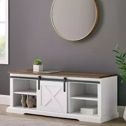 Kirklands Home Sliding Barn Door Bench White Clearance