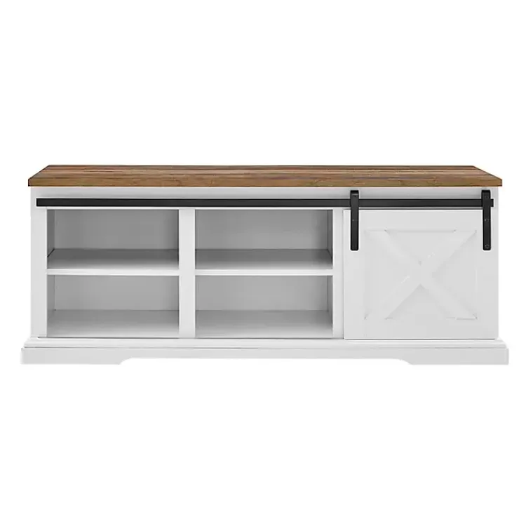 Kirklands Home Sliding Barn Door Bench White Clearance