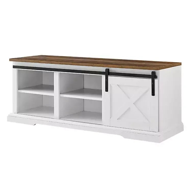 Kirklands Home Sliding Barn Door Bench White Clearance