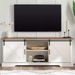 Kirklands Home Sliding Barn Door Media Cabinet White Sale
