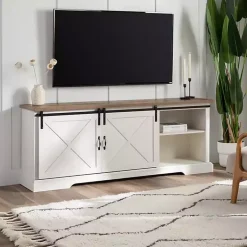 Kirklands Home Sliding Barn Door Media Cabinet White Sale