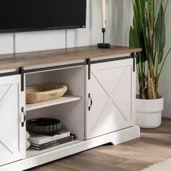Kirklands Home Sliding Barn Door Media Cabinet White Sale