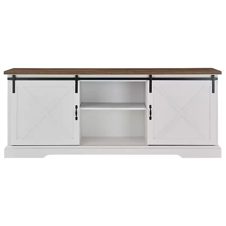 Kirklands Home Sliding Barn Door Media Cabinet White Sale