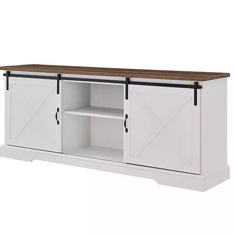 Kirklands Home Sliding Barn Door Media Cabinet White Sale
