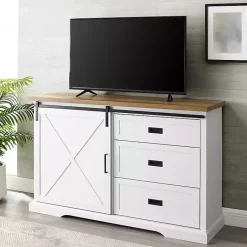Kirklands Home Sliding Door and 3-Drawer Sideboard White Best
