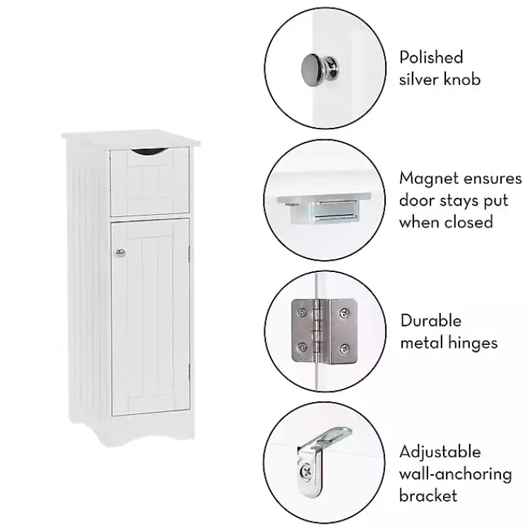 Kirklands Home Slim Single Door Cabinet with Drawer White Online