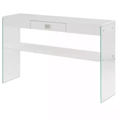 Kirklands Home Soho Glass Console Table with Shelf White Online