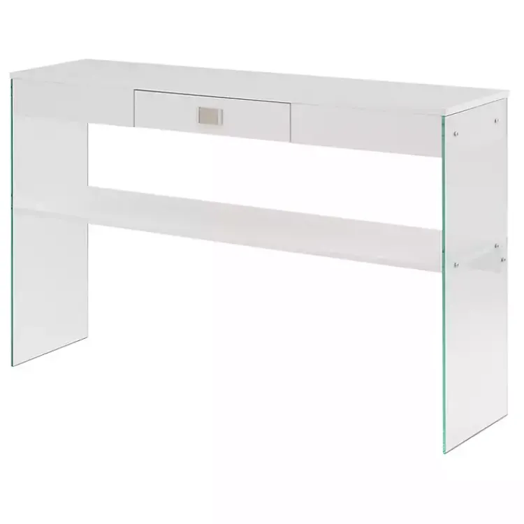Kirklands Home Soho Glass Console Table with Shelf White Online
