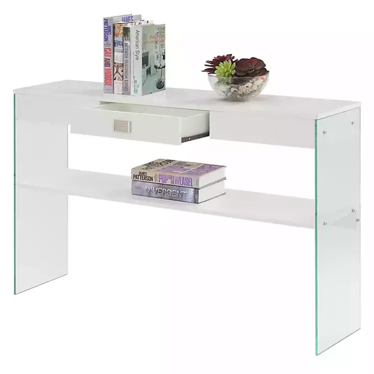 Kirklands Home Soho Glass Console Table with Shelf White Online