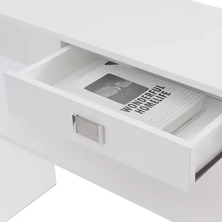 Kirklands Home Soho Glass Console Table with Shelf White Online