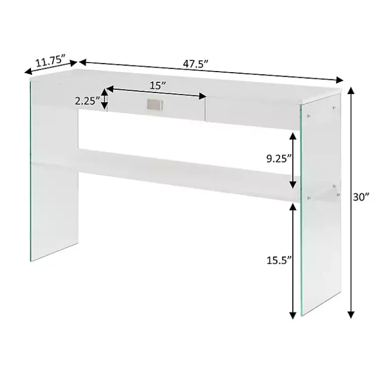 Kirklands Home Soho Glass Console Table with Shelf White Online