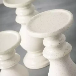 Candle Holders>Kirklands Home Speckled Ceramic Candle Holders, Set of 3 White