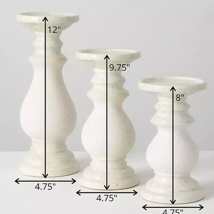 Candle Holders>Kirklands Home Speckled Ceramic Candle Holders, Set of 3 White