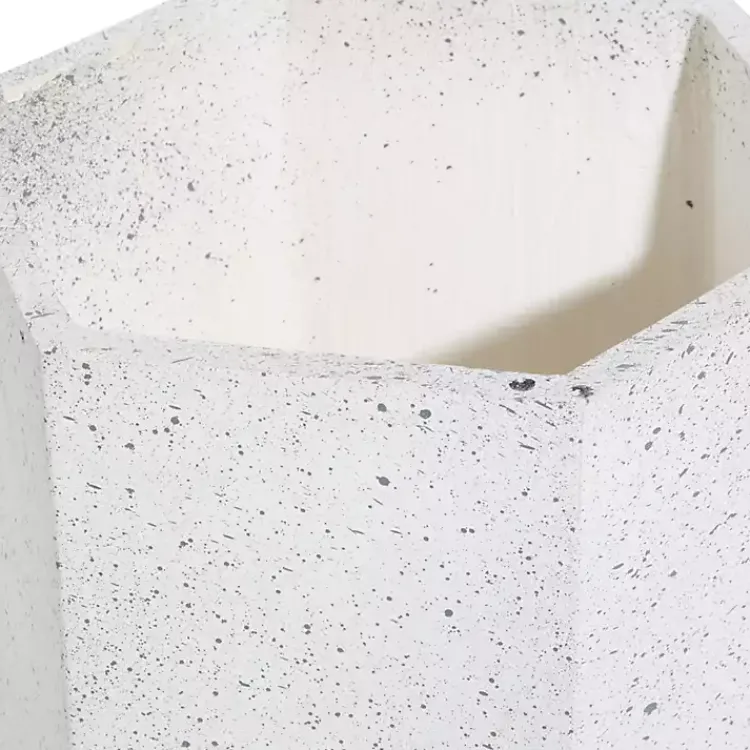 Kirklands Home Speckled Planters with Wooden Legs, Set of 2 White New