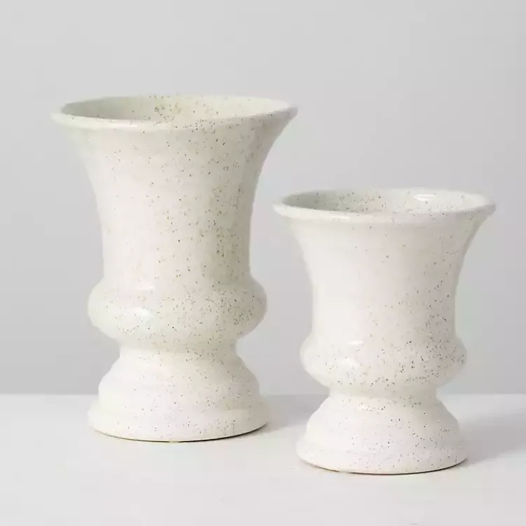 Vases>Kirklands Home Speckled Terracotta Block Vases, Set of 2 White