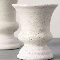 Vases>Kirklands Home Speckled Terracotta Block Vases, Set of 2 White