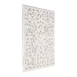 Kirklands Home Sqaure Medallion Wood Plaque White Online