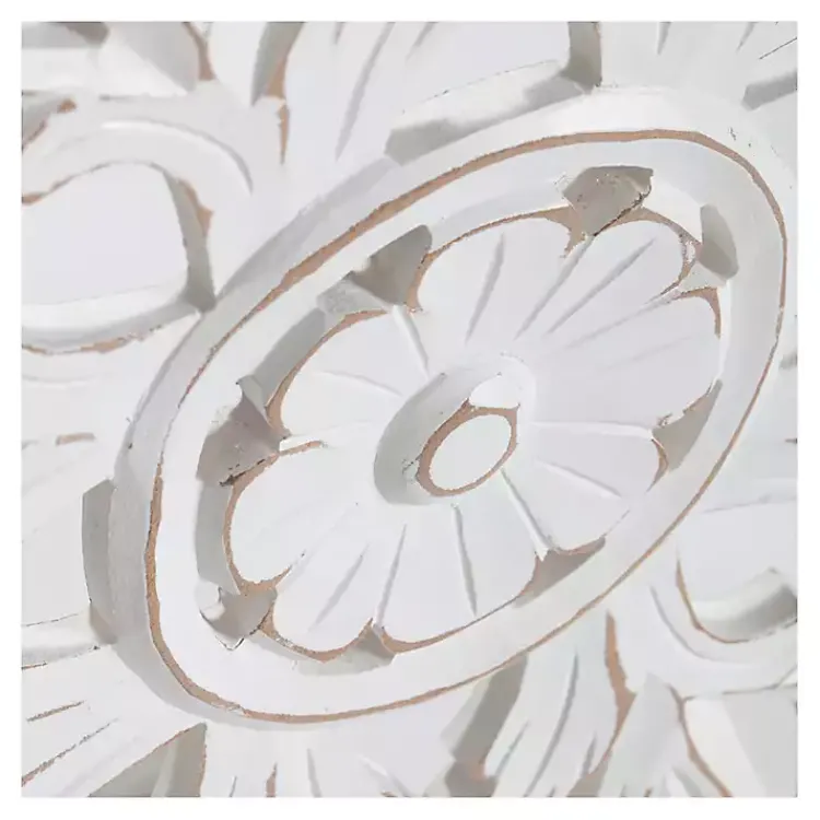 Kirklands Home Sqaure Medallion Wood Plaque White Online