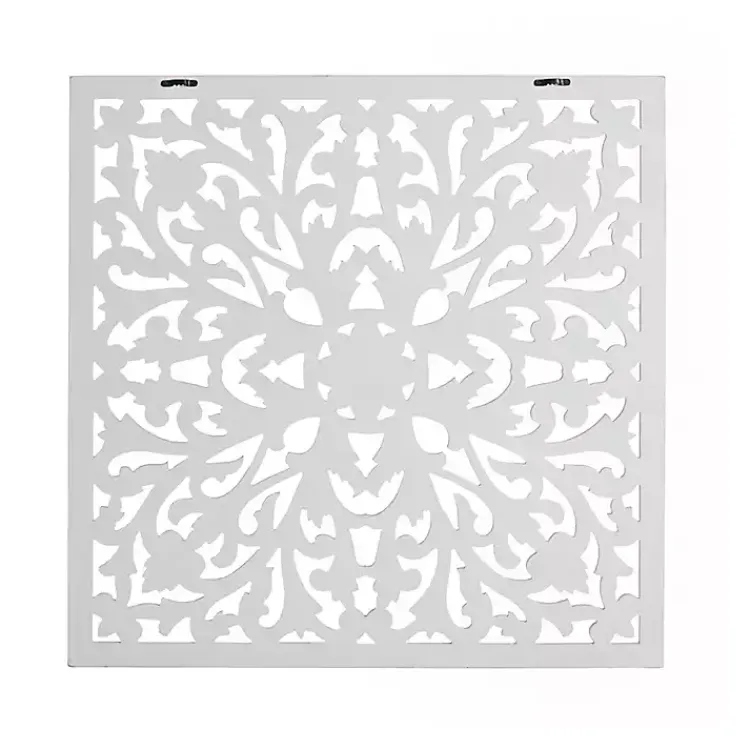 Kirklands Home Sqaure Medallion Wood Plaque White Online