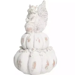 Fall>Kirklands Home Squirrel and Pumpkin Statue White