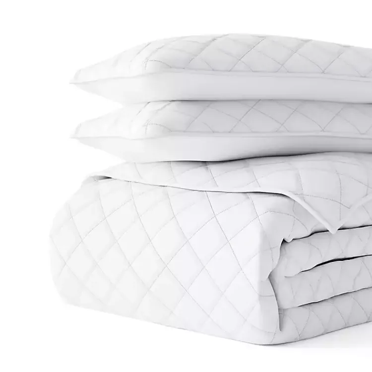 Kirklands Home Stitched Diamond 2-pc. Twin Quilt Set White