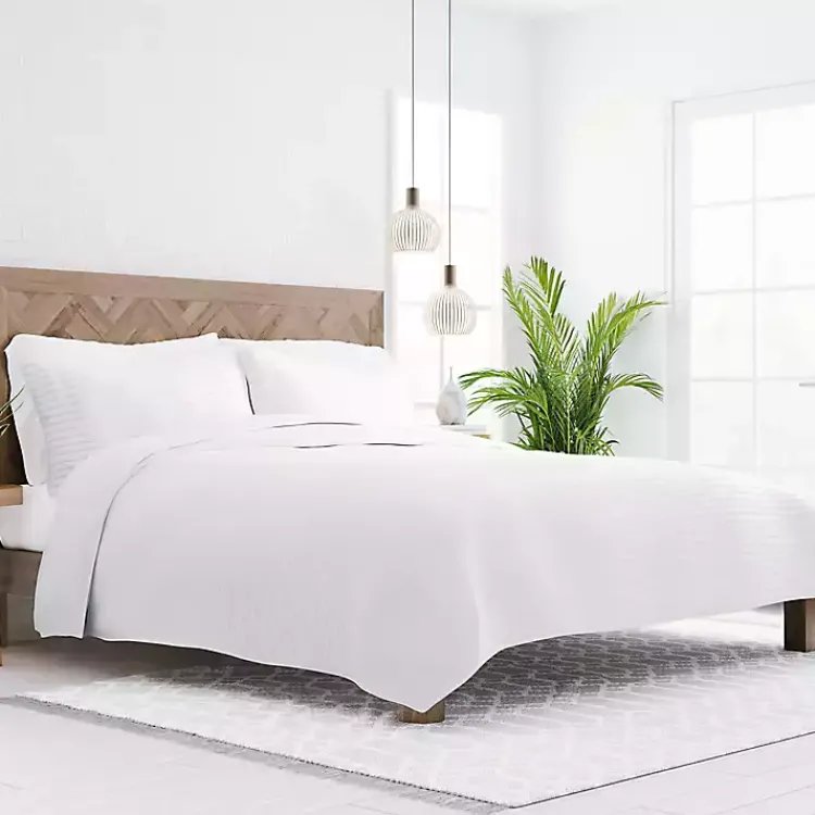 Kirklands Home Stitched Stripes 3-pc. King Quilt Set White Hot
