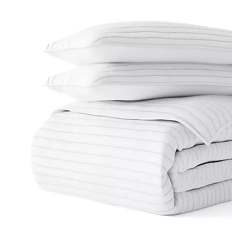 Kirklands Home Stitched Stripes 3-pc. King Quilt Set White Hot