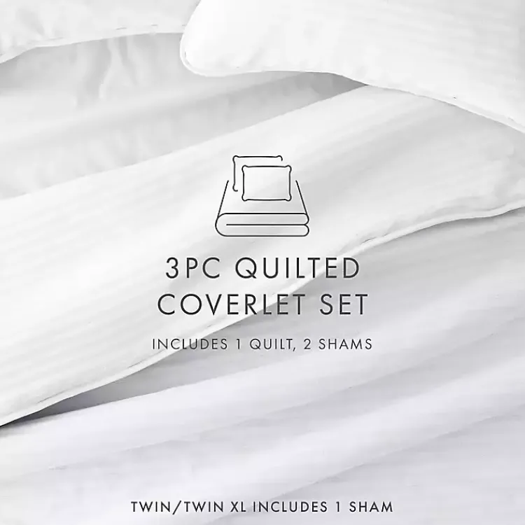 Kirklands Home Stitched Stripes 3-pc. King Quilt Set White Hot