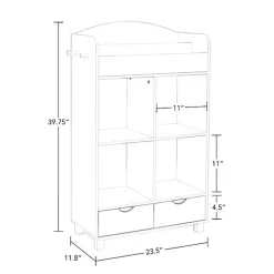 Kirklands Home Storage Cabinet Bookshelf with 2 Navy Bins White Outlet