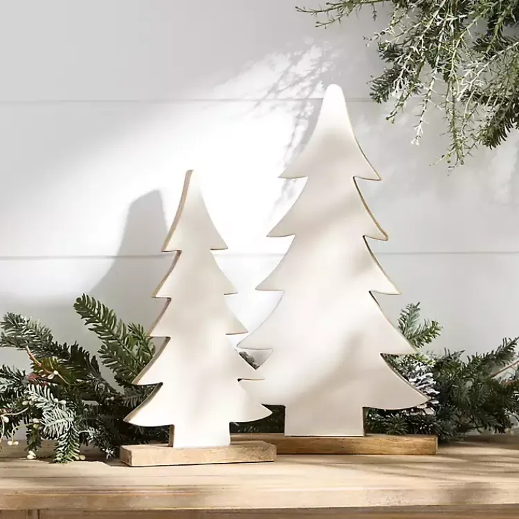 Christmas Decorations>Kirklands Home Straight Silhouette 2-pc. Christmas Tree Set White