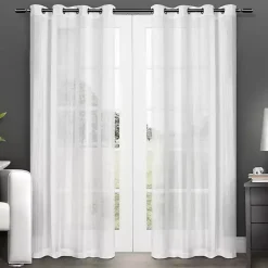 Kirklands Home Stripe Sheer Curtain Panel Set, 84 in. White Hot
