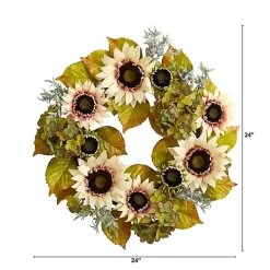 Fall>Kirklands Home White Sunflowers and Hydrangeas Harvest Wreath