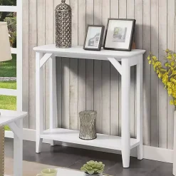 Kirklands Home Tapered Legs Rustic Console Table White Hot