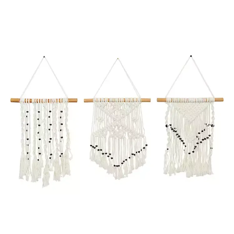 Kirklands Home Tasseled Macrame Wall Hangings, Set of 3 White Online
