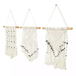 Kirklands Home Tasseled Macrame Wall Hangings, Set of 3 White Online