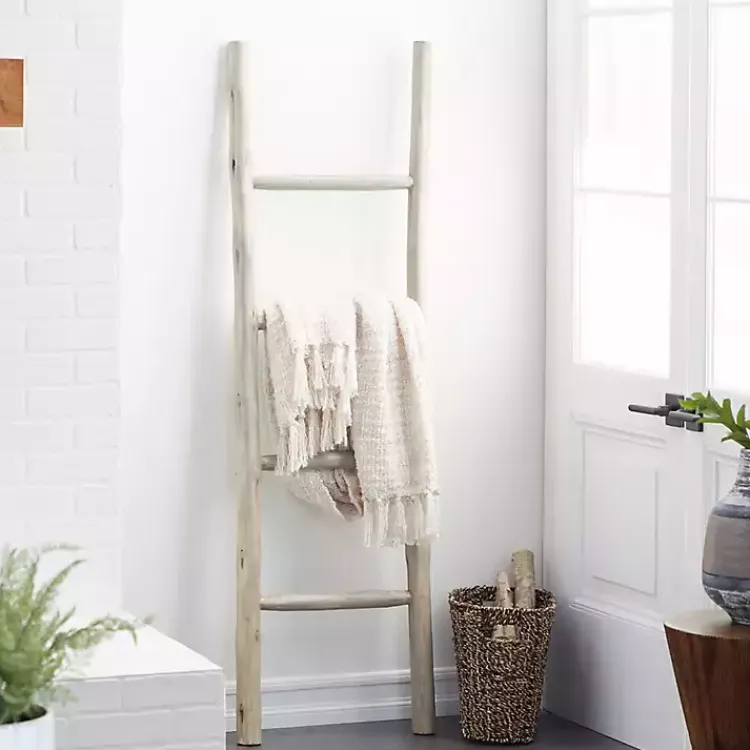 Decorative Accents>Kirklands Home Teak Wood Leaning Ladder White