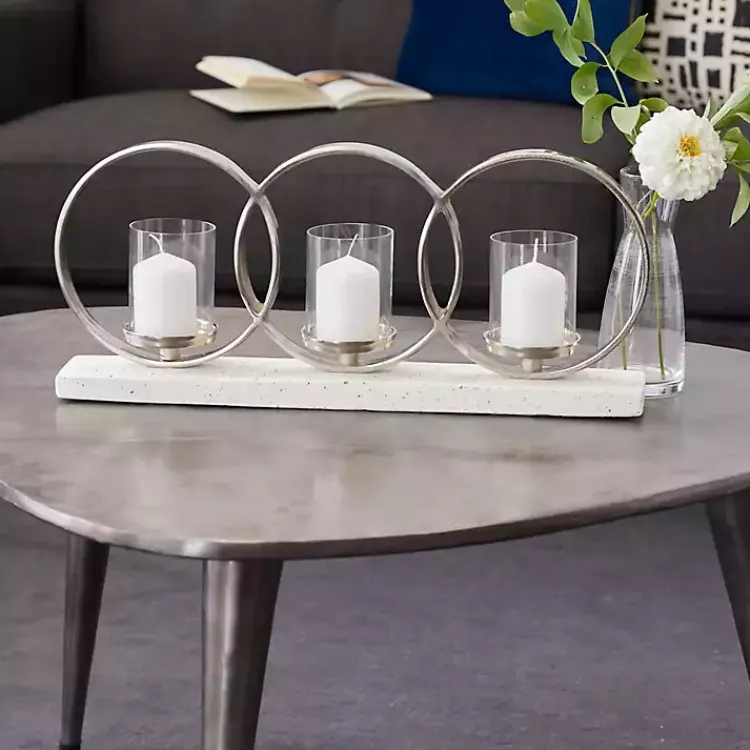 Candle Holders>Kirklands Home White Terrazzo Candle Holder Runner