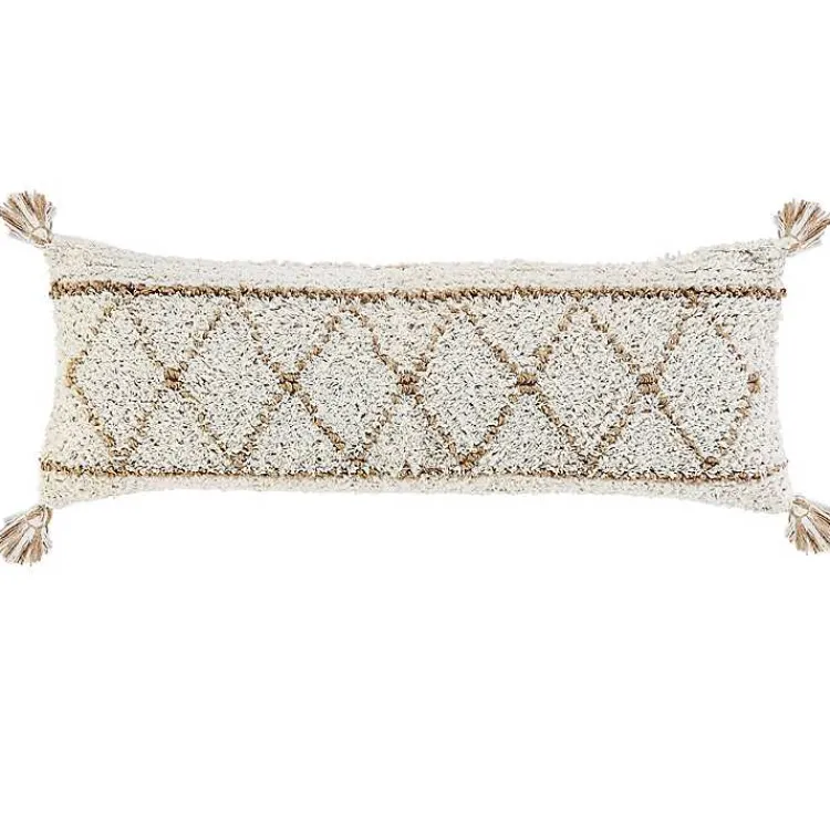 Pillows>Kirklands Home White Textured Diamond Lumbar Pillow