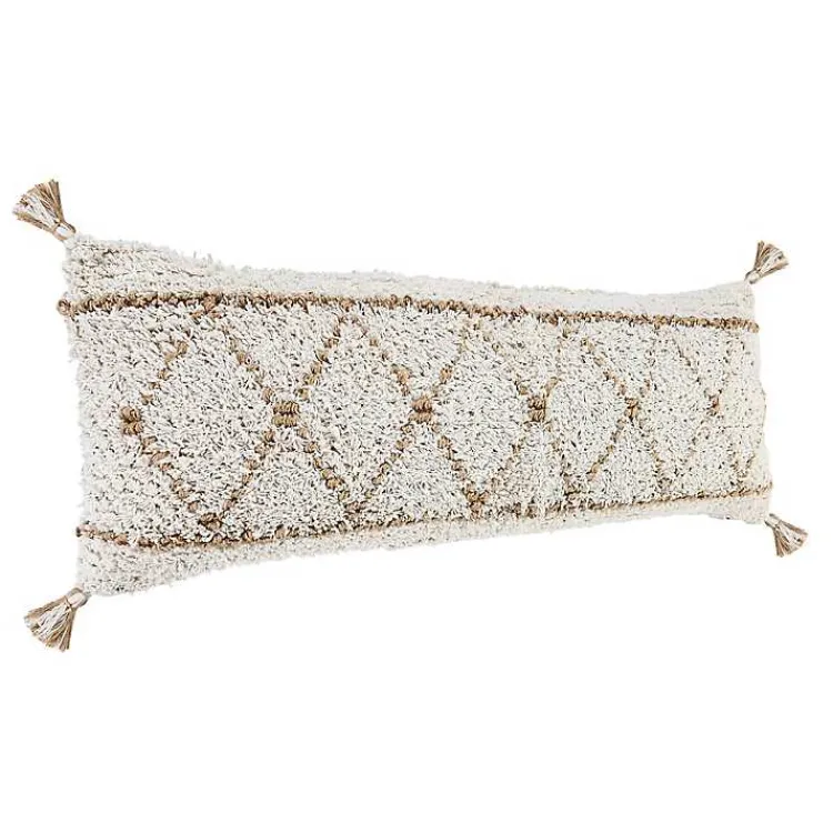 Pillows>Kirklands Home White Textured Diamond Lumbar Pillow
