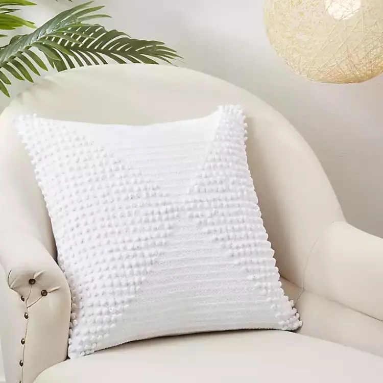 Pillows>Kirklands Home Textured Woven Diamond Throw Pillow White
