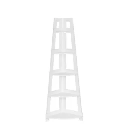 Kirklands Home White 5-Tier Corner Ladder Shelves New