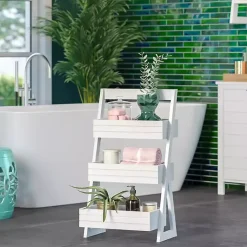 Kirklands Home Tiered 3-Shelf Bathroom Shelves White Outlet
