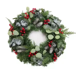 Wreaths>Kirklands Home White Tip Pinecone and Eucalyptus Wreath