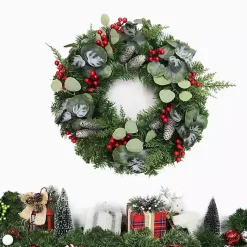 Wreaths>Kirklands Home White Tip Pinecone and Eucalyptus Wreath