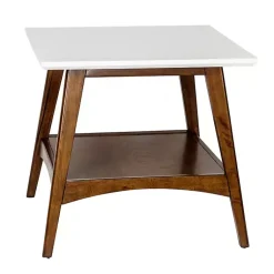 Kirklands Home White Top and Pecan Wood Mid-Century Modern Table Brown Sale